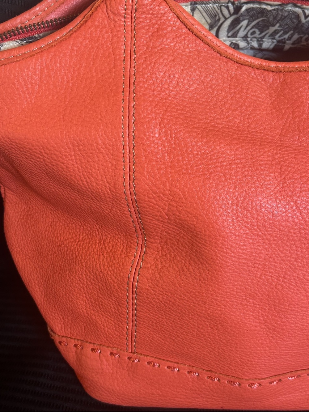The Sak Orange Pebbled Leather Tote Shoulder Bag - Picture 3 of 8